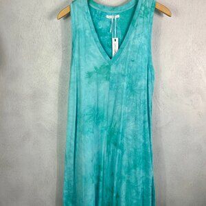 Turquoise and Seafoam Green Tie Dye Maxi Sleeveless Dress